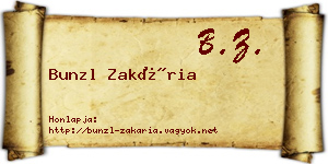 Bunzl Zakária névjegykártya